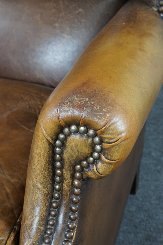 Image 1 of Classic sheep leather wing chair