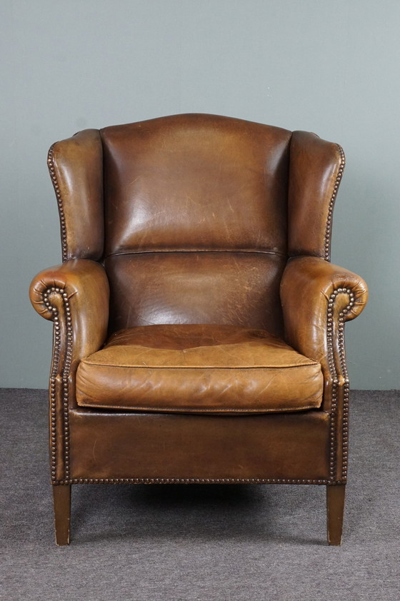 Image 1 of Classic sheep leather wing chair