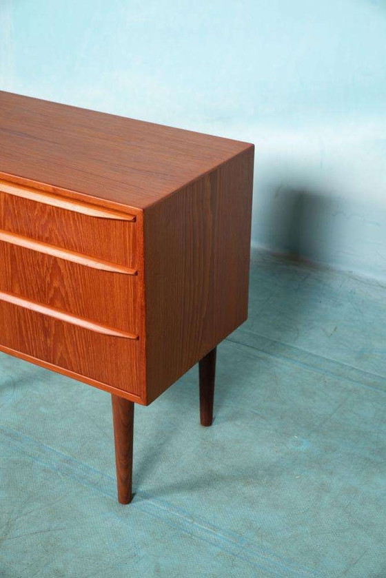 Image 1 of Vintage refurbished Danish chest of drawers with mirror, 60s chest