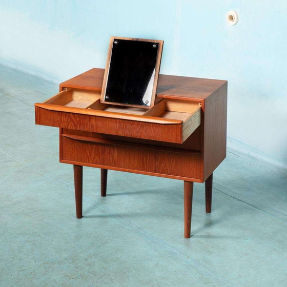 Image 1 of Vintage refurbished Danish chest of drawers with mirror, 60s chest