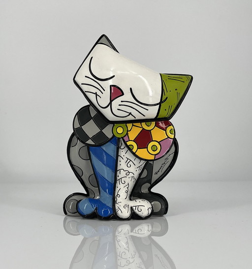 Limited Edition Romero Britto "Happy Cat" Figure With Signature And Marking