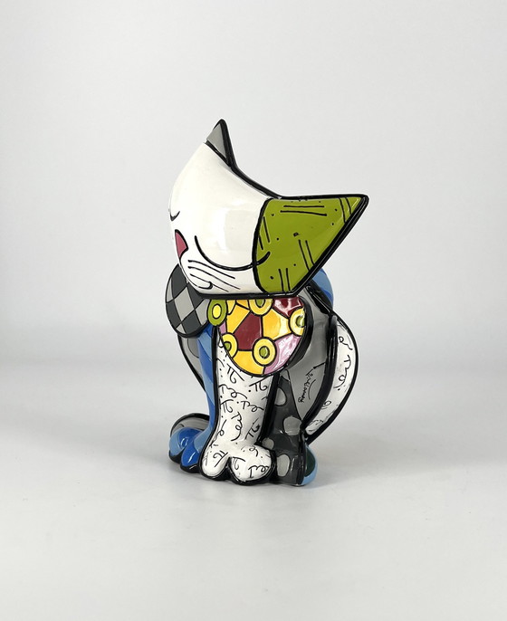Image 1 of Limited Edition Romero Britto "Happy Cat" Figure With Signature And Marking
