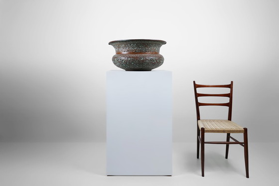 Image 1 of Antico vaso ottomano rotondo in rame inciso, ca. 1850