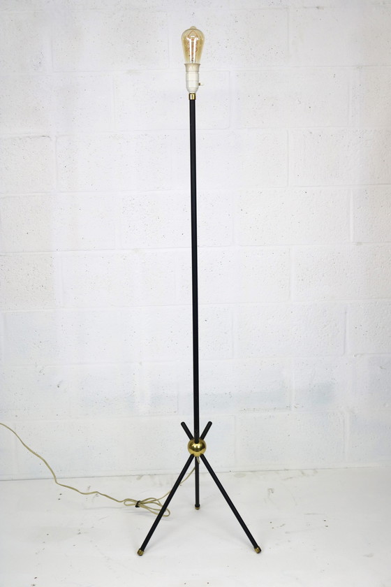 Image 1 of Midcentury Danish Floor Lamp In Metal And Brass Sphere