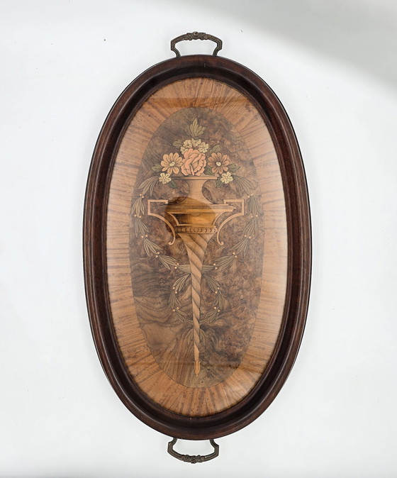 Image 1 of 1930's Art Deco Wood And Marquetry Tray