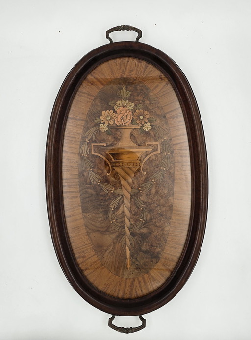 1930's Art Deco Wood And Marquetry Tray