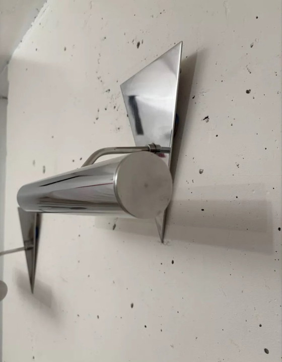 Image 1 of Pair Of Stainless Steel Wall Lamps 1980, Memphis