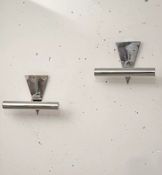 Image 1 of Pair Of Stainless Steel Wall Lamps 1980, Memphis