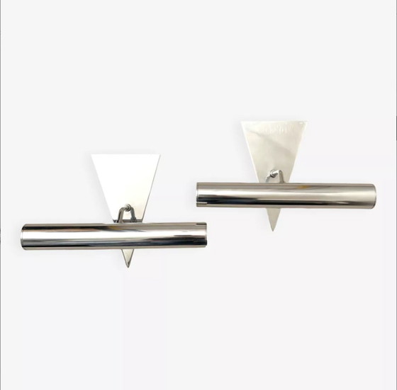 Image 1 of Pair Of Stainless Steel Wall Lamps 1980, Memphis