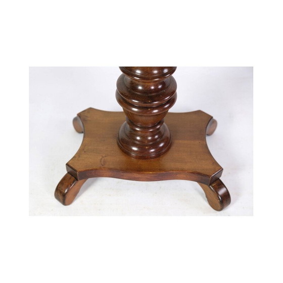 Image 1 of Vintage oval sewing table on pillar with mahogany, 1890s