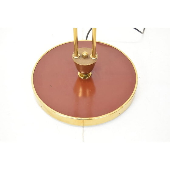 Image 1 of Vintage art deco brass and opal glass floor lamp, Czechoslovakia 1940