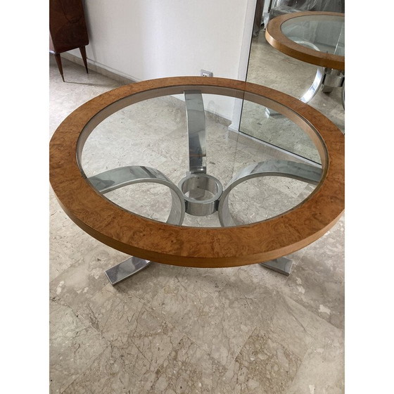 Image 1 of Dada Vintage Ormolu Glass and Steel Table