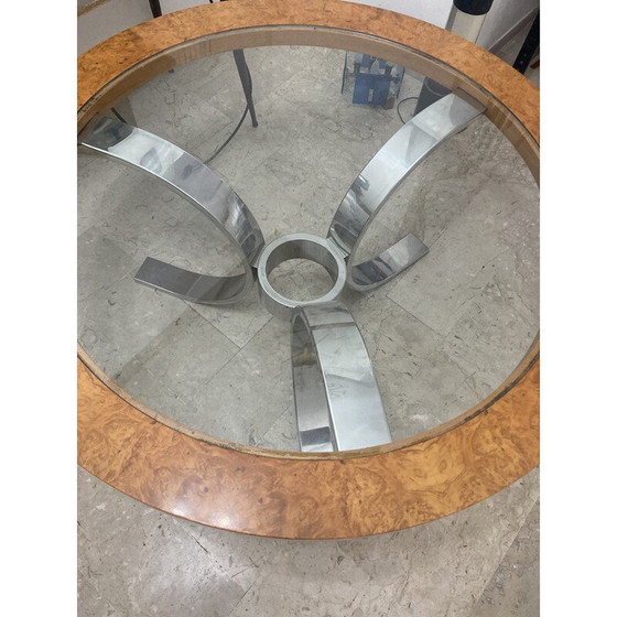 Image 1 of Dada Vintage Ormolu Glass and Steel Table