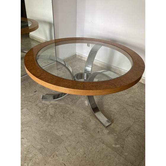 Image 1 of Dada Vintage Ormolu Glass and Steel Table