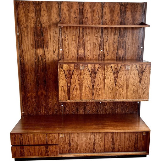 Vintage modular bookcase in Rio rosewood by Louis Paolozzi