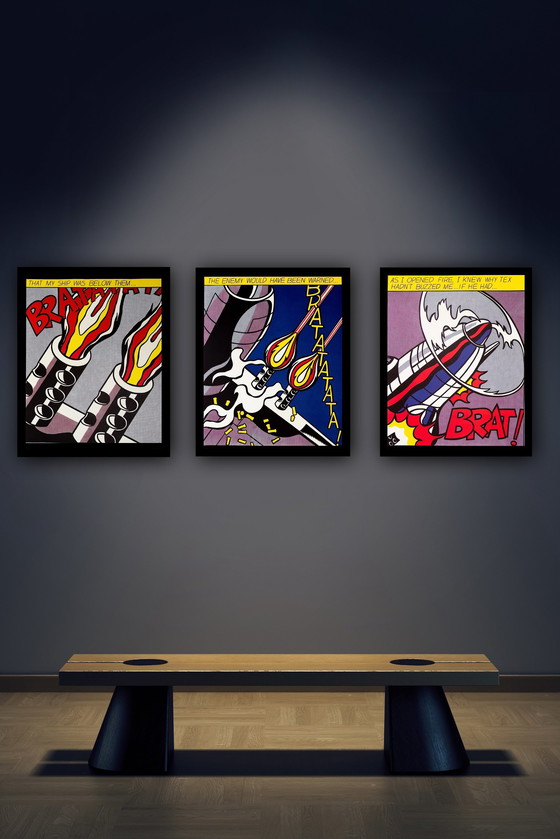 Image 1 of Roy Lichtenstein: Triptychon As I Opened Fire. Edition Stedelijk Museum Amsterdam 1964.