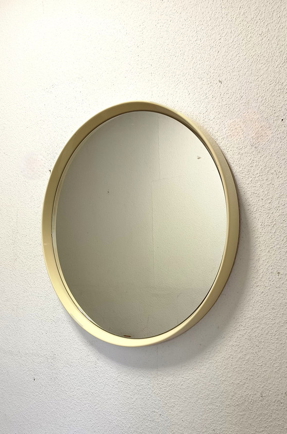 Image 1 of Miroir rond des années 60 avec bord blanc