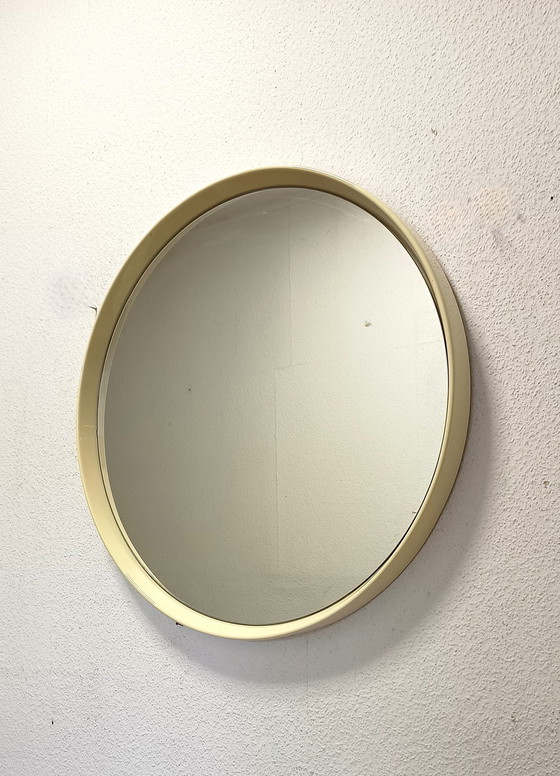 Image 1 of Miroir rond des années 60 avec bord blanc