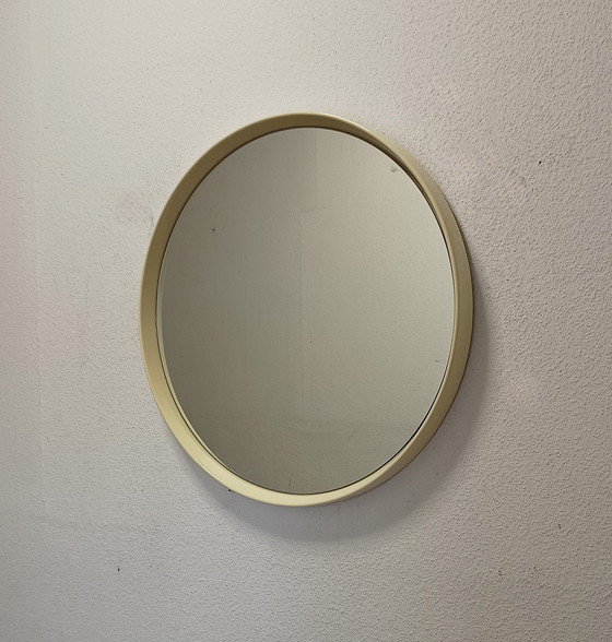 Image 1 of Round sixties mirror with white edge