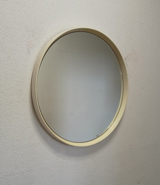 Image 1 of Miroir rond des années 60 avec bord blanc