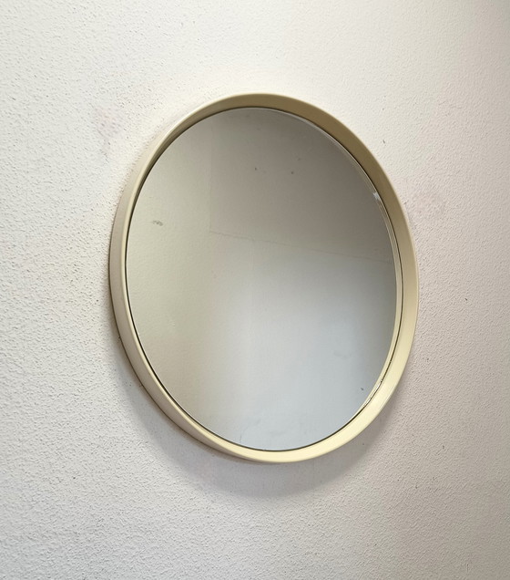 Image 1 of Round sixties mirror with white edge