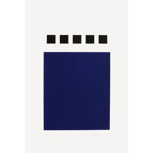 Serigrafía vintage "Point Five" de Aurélie Nemours, 1991