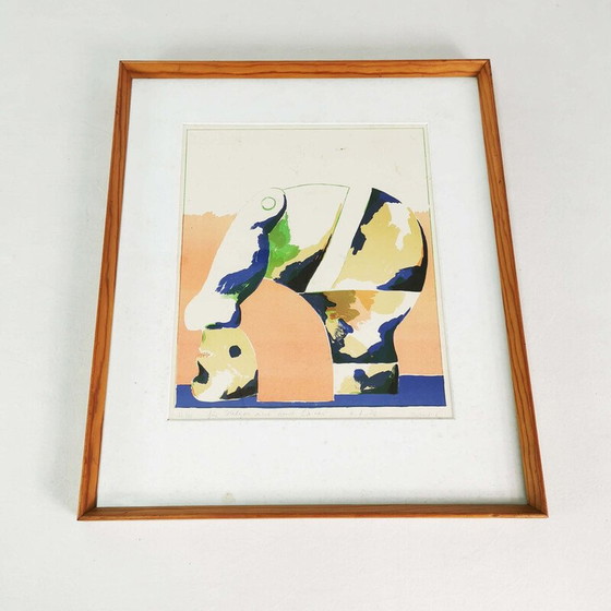 Image 1 of Litografia d'epoca "Ritratto di una testa a colori" di Horst Antes, Germania 1970