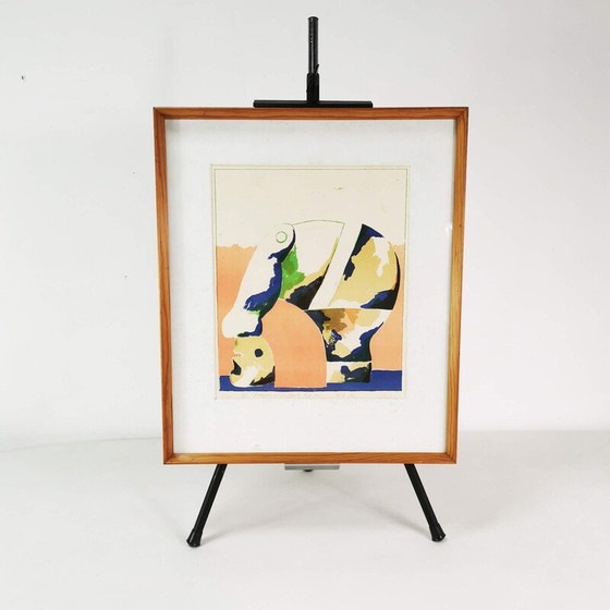 Image 1 of Litografia d'epoca "Ritratto di una testa a colori" di Horst Antes, Germania 1970