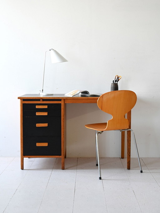 1960S Desk With Black Details