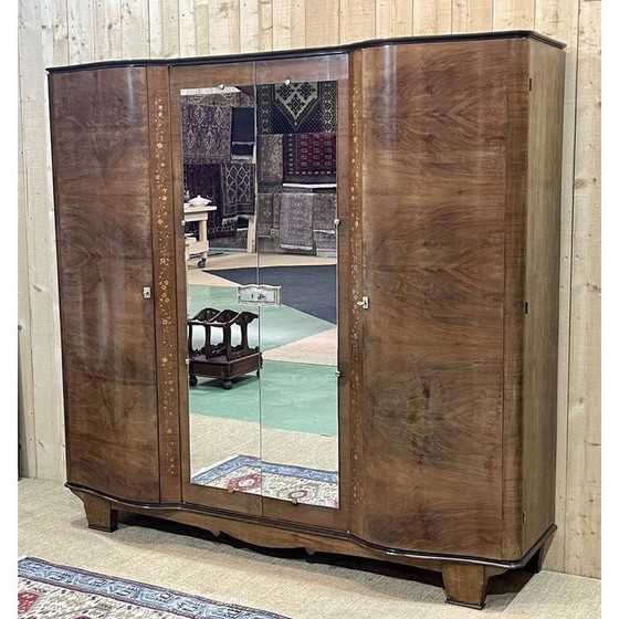 Image 1 of Vintage Art Deco removable bedroom wardrobe in walnut burl, 1940