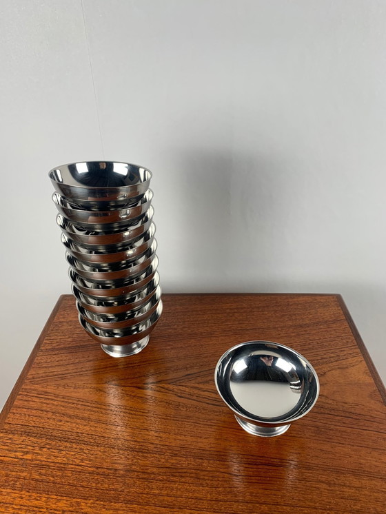 Image 1 of Set Of 10 Stainless Steel Ice Cream Cups, 1970