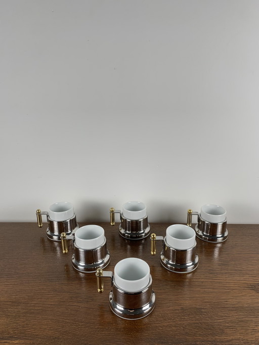 Set Of 6 Vev Vigano Coffee Cups, Italy, 1980