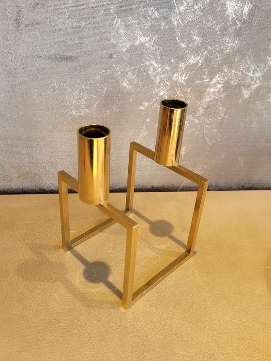 Image 1 of ByLassen Kubus Line candlestick gold