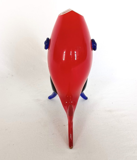 Image 1 of Glass ruby ​​red fish vase