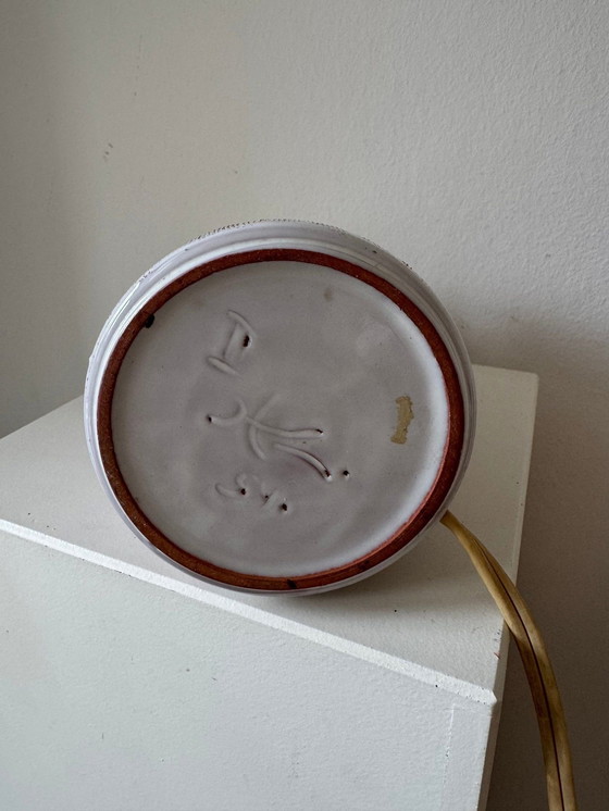 Image 1 of Danish table lamp stoneware relief vintage
