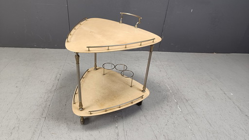 Italian Lacquered Goatskin/Parchment Serving Bar Cart by Aldo Tura, 1960s