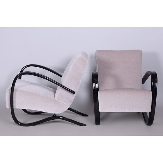 Image 1 of Pair of vintage grey H-269 armchairs by Jindrich Halabala for Up Zavody, Czechoslovakia 1930s
