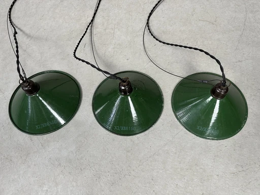 3X Industrial Pendant Lamp - Green Enamel