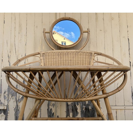 Image 1 of Vintage bamboo and rattan dressing table by Anne bamboo, 1960