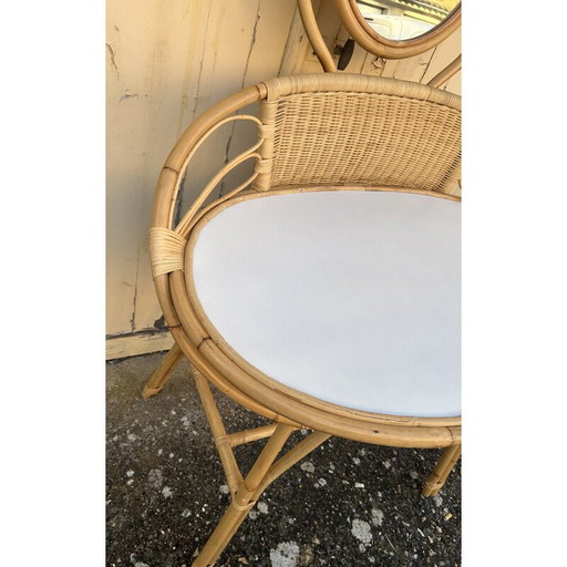 Tocador vintage de bambú y ratán de Anne Bamboo, 1960