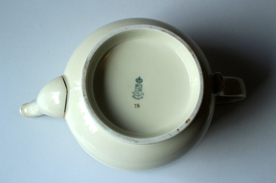 Image 1 of Bavaria ivory teapot porcelain white/gold with gold rim