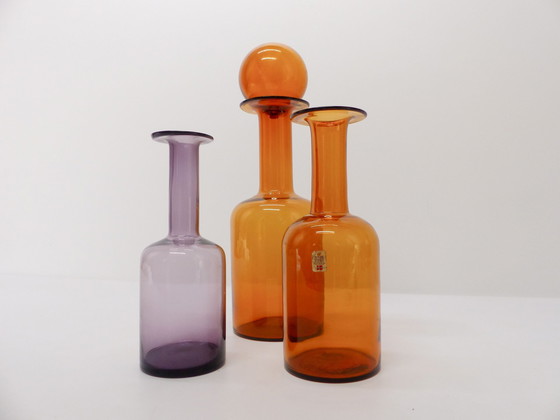 Image 1 of Set Of 3 Otto Brauer Scandinavian Bottle Vases 1960