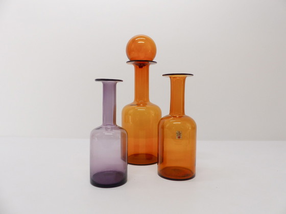 Image 1 of Set Of 3 Otto Brauer Scandinavian Bottle Vases 1960