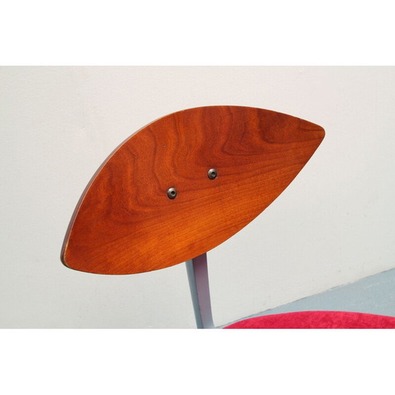 Image 1 of Set of 6 vintage grey lacquered metal dining chairs, 1980s