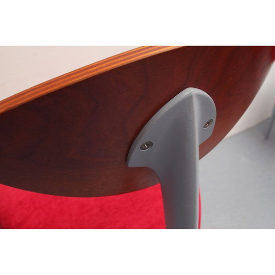 Image 1 of Set of 6 vintage grey lacquered metal dining chairs, 1980s