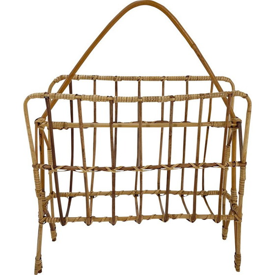 Image 1 of Vintage bamboo magazine rack, Czechoslovakia 1970
