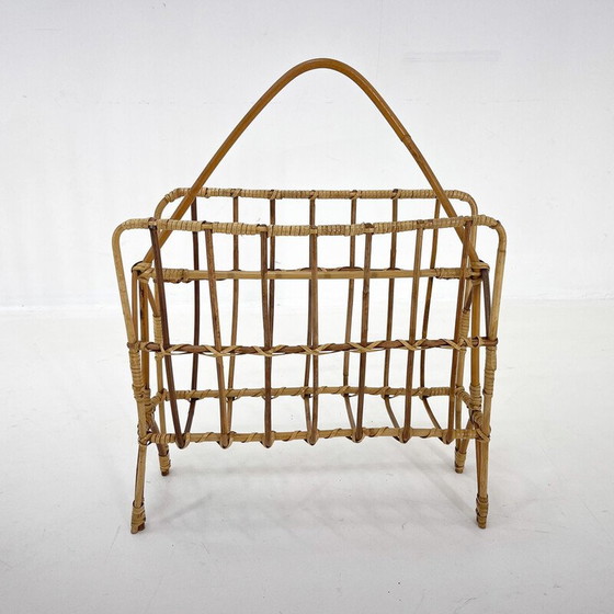 Image 1 of Vintage bamboo magazine rack, Czechoslovakia 1970