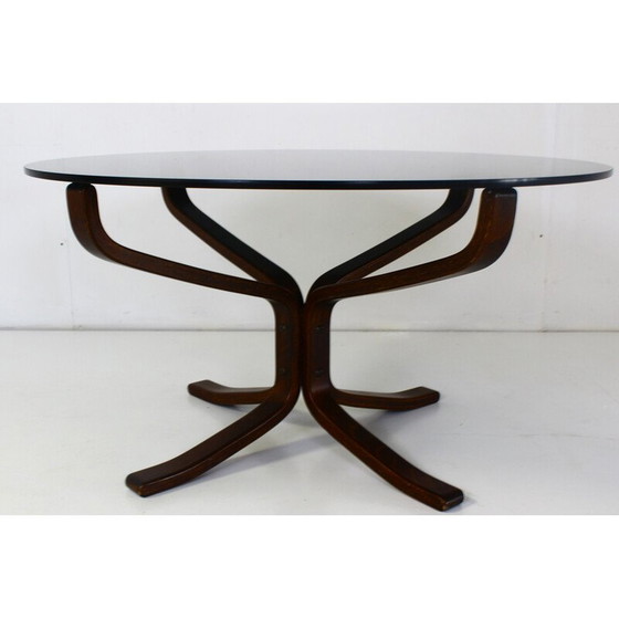 Image 1 of Tavolino da caffè vintage "Falcon" in vetro fumé di Sigurd Resell, Norvegia 1971