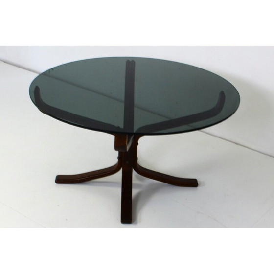 Image 1 of Tavolino da caffè vintage "Falcon" in vetro fumé di Sigurd Resell, Norvegia 1971