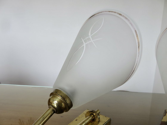 Image 1 of 2 lampade da parete, Art Nouveau, bronzo dorato, Francia, anni '30